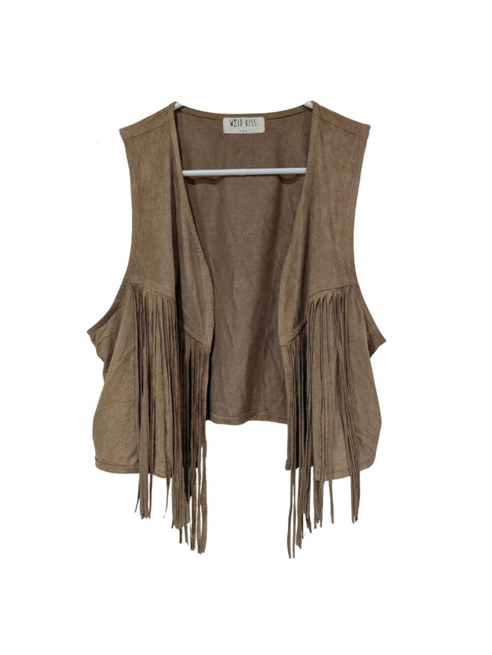 Wild Kiss Women's Fringe Vest, Size Large, Tan